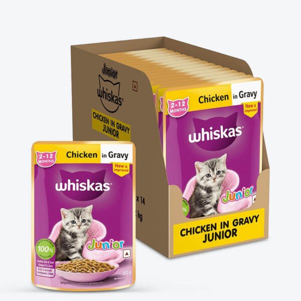 Whiskas Junior Chicken in Gravy Wet Cat Food – 28 x 80g