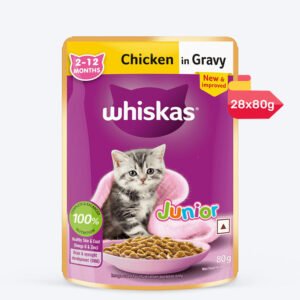 Whiskas Junior Chicken in Gravy Wet Cat Food – 28 x 80g