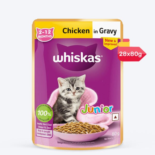 Whiskas Junior Chicken in Gravy Wet Cat Food – 28 x 80g