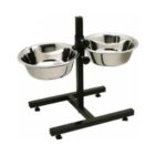 Stainless Steel Double Diner Food Bowl Stand for Dog (Large) 900 ml x 2