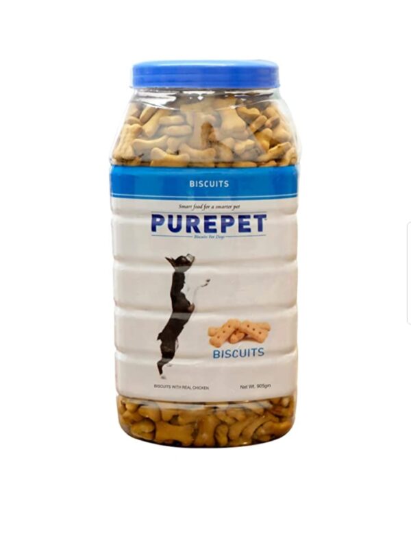 Purepet Milk Flavour, Real Chicken Biscuit,Dog Treats- Jar, 905g