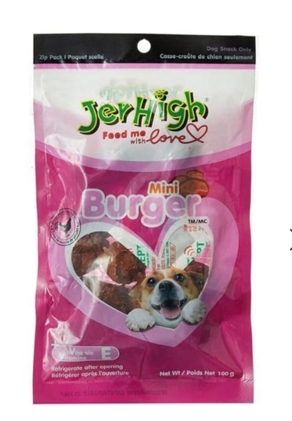 JerHigh Mini Burger Dog Treats - 100 g