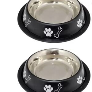 Round stainless pet bowl black colour