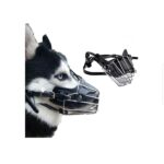 Western Era Adjustable Strap Safe Iron Wire Muzzle for Pet Safety Collar for Anti Biting Dog (Black) (Large - L)