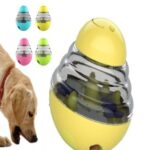 INTERACTIVE DOG TOYS TREAT BALL SHAKING LEAKAGE FOOD CONTAINER PUPPY SLOW FOOD DISPENSING BOWL FEEDER PET TUMBLER TOYS FOR CAT DOG AND PUPPIES (YELLOW)