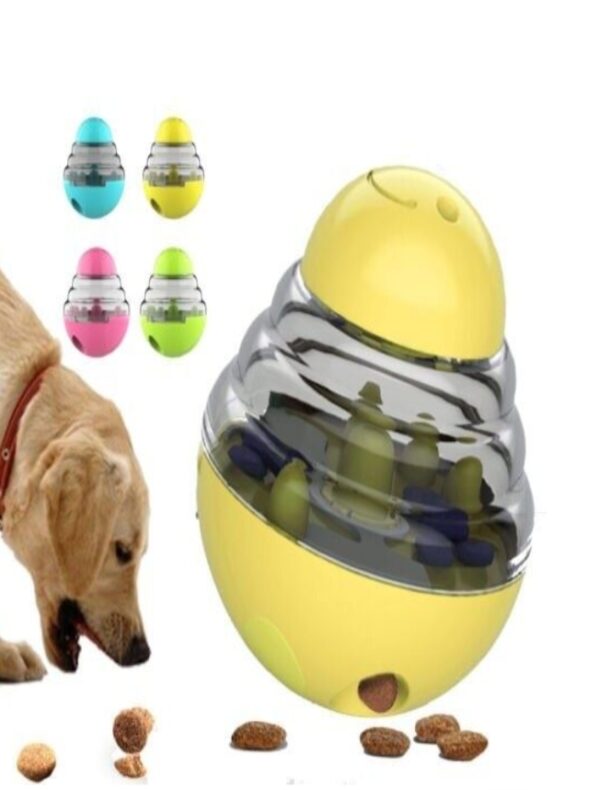 INTERACTIVE DOG TOYS TREAT BALL SHAKING LEAKAGE FOOD CONTAINER PUPPY SLOW FOOD DISPENSING BOWL FEEDER PET TUMBLER TOYS FOR CAT DOG AND PUPPIES (YELLOW)