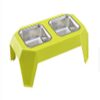 STAINLESS STEEL 2 IN 1 BOWL PET FEEDER FOR DOG & CAT (YELLOW)