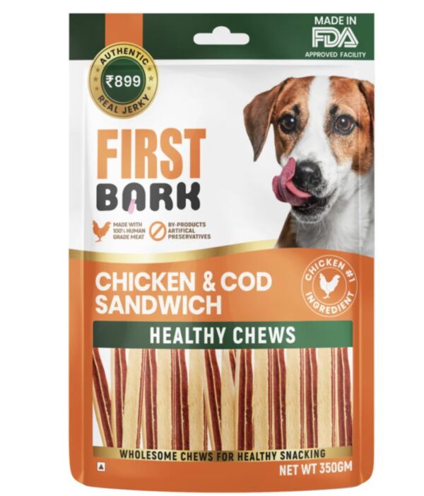 First bark chicken and cod sandwich