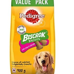 Pedigree Biscrok Biscuits (Above 4 Months), Milk and Chicken Flavor, 900g Pack