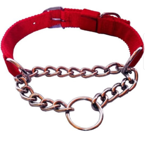 Nylon collar with choke chain 1.5"(Red)