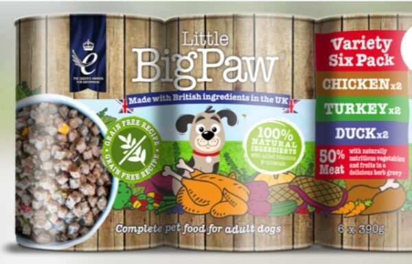 Little Big paw Gourmet Poultry Mix Pack of 6 units of 390 Grams each (Chicken , Duck, Turkey- 2 Packs