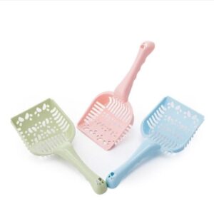 Cat Litter Plastic Scooper with Long Handle Meow Design 