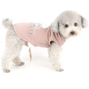 Pets Cotton Striped Round Shirt for cat, Toy Breed Dog & Puppies Peach Small