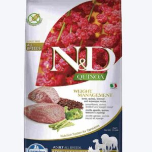 Farmina N&D Lamb Broccoli and Asparagus Quinoa Weight Management Grain Free Adult Dry Dog Food(2.5kg)