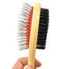 Pin brush with wooden handle