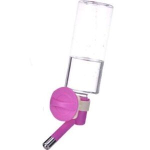  Pets Cage Hanging Water Bottle-Non Drip Nozzle Diameter 12mm for Dog/Cat/Pets- 280 ml Pink Color