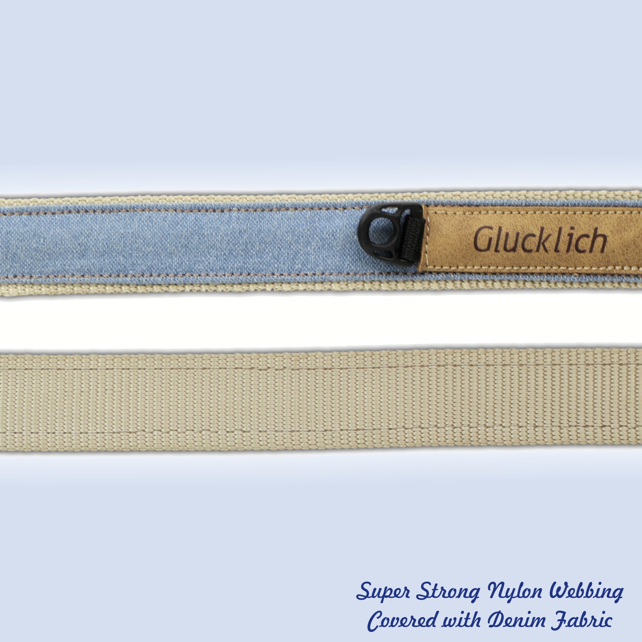 Glucklich Denim Dog Leash Light Blue Jeans (XS Size)