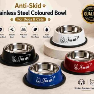 Anti-Skid stainless steel coloured Bowl for cat & Dog  –(large) 900ml | Size No.3