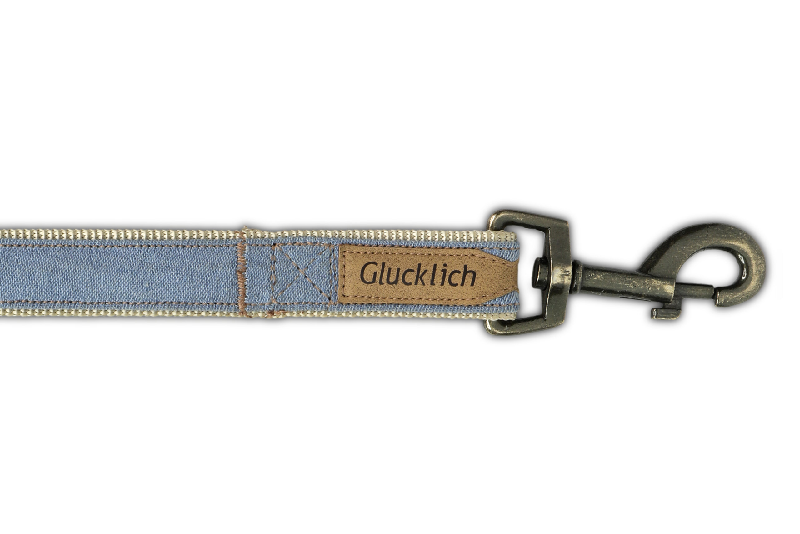 Glucklich Denim Dog Leash Light Blue Jeans (XS Size)