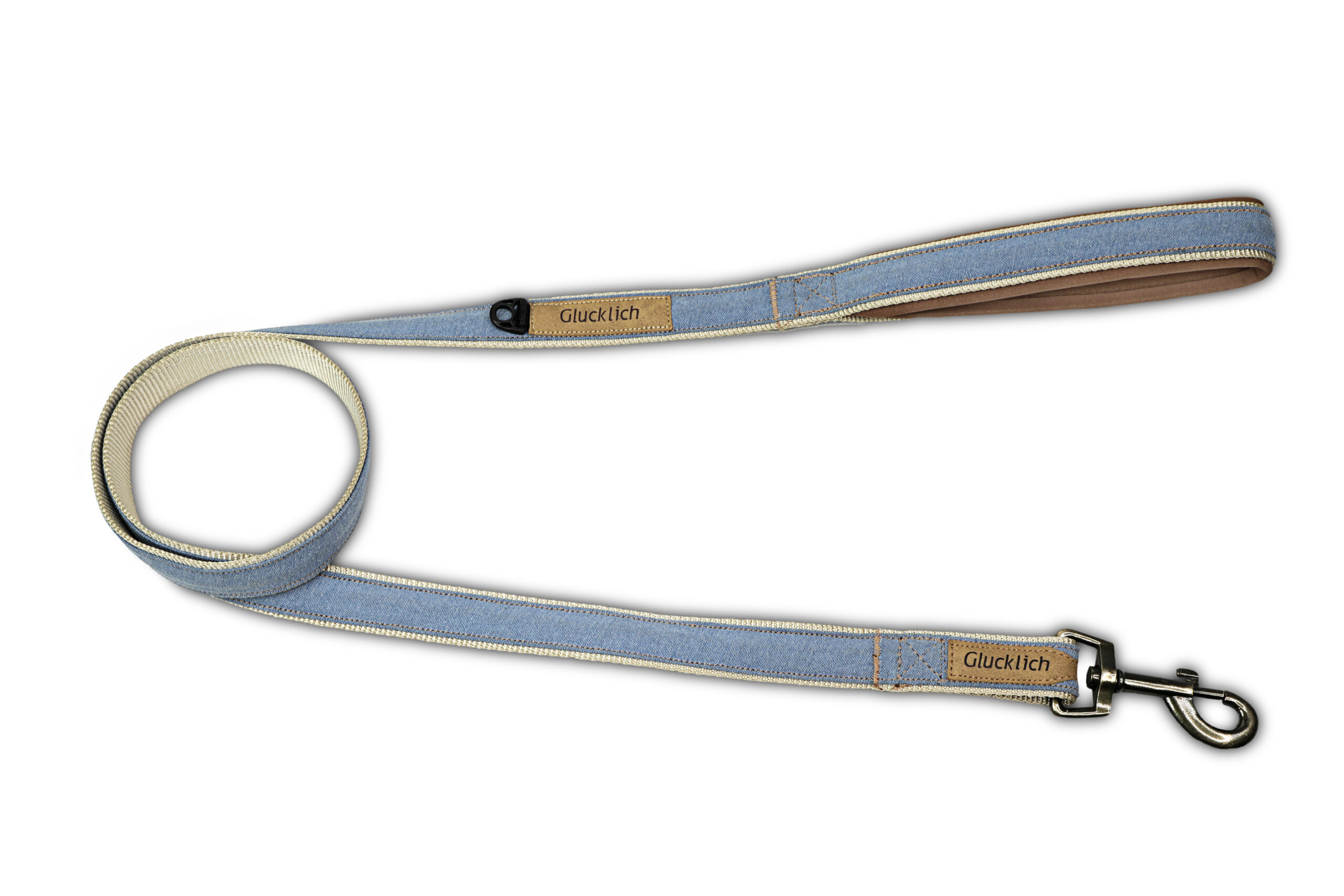 Glucklich Denim Dog Leash Light Blue Jeans (XS Size)