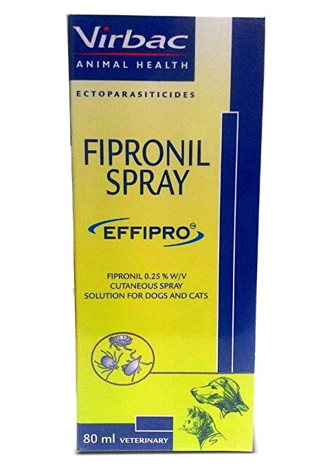 Virbac Effipro Anti Tick & Flea Fipronil Spray - 80 ml by Jolly and Cutie Pets, 80 Milliliter