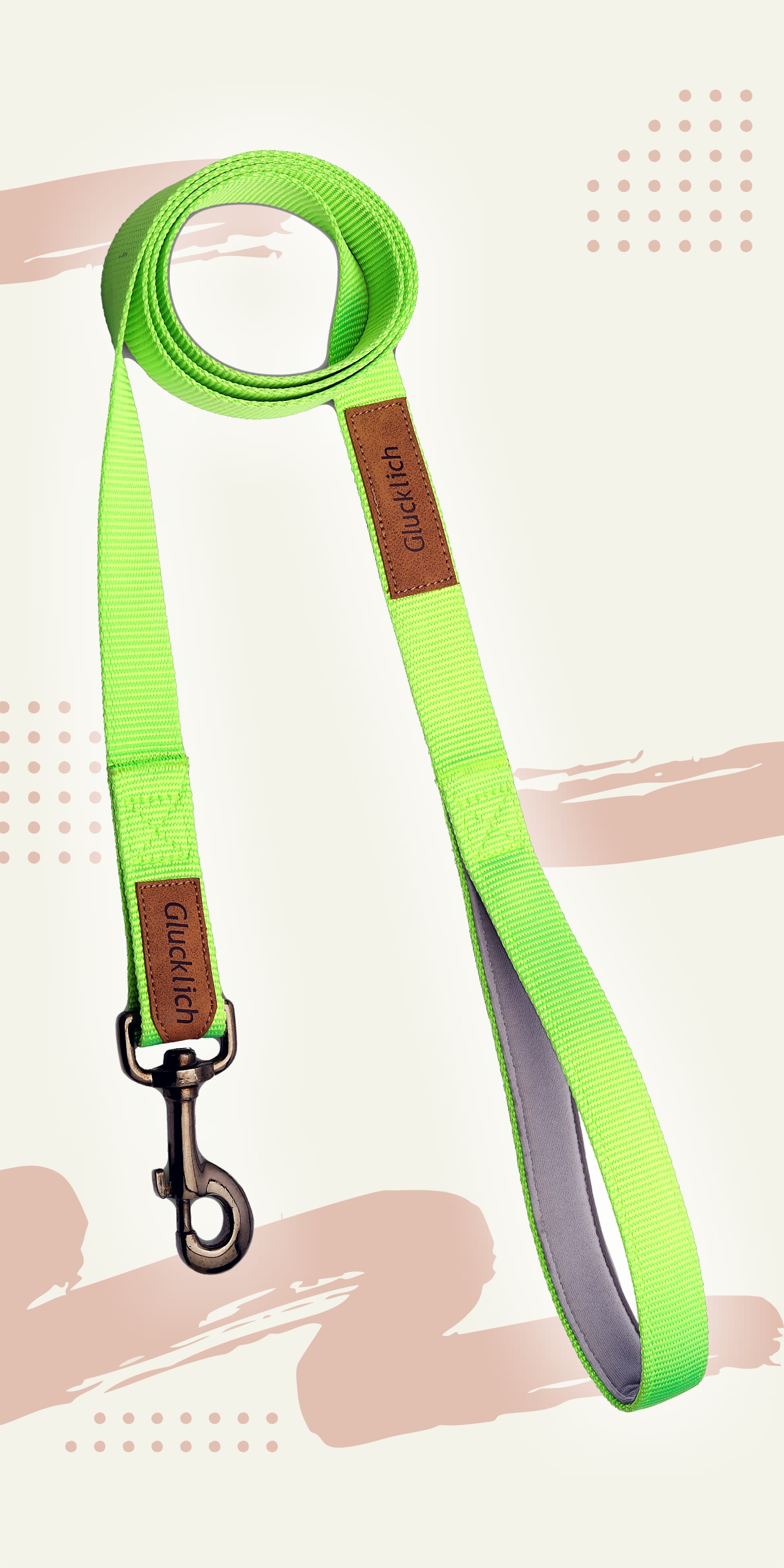 Glucklich Nylon Dog leash Light Green (M Size)
