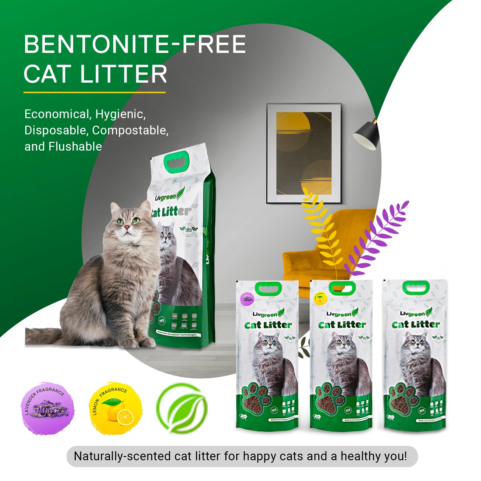 Livgreen Cat litter 5kg lemon