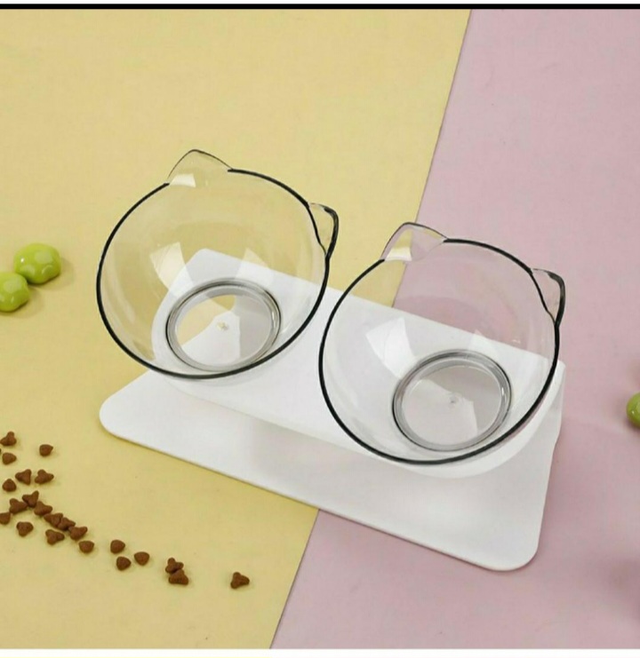 Cat double glass bowl neck protector