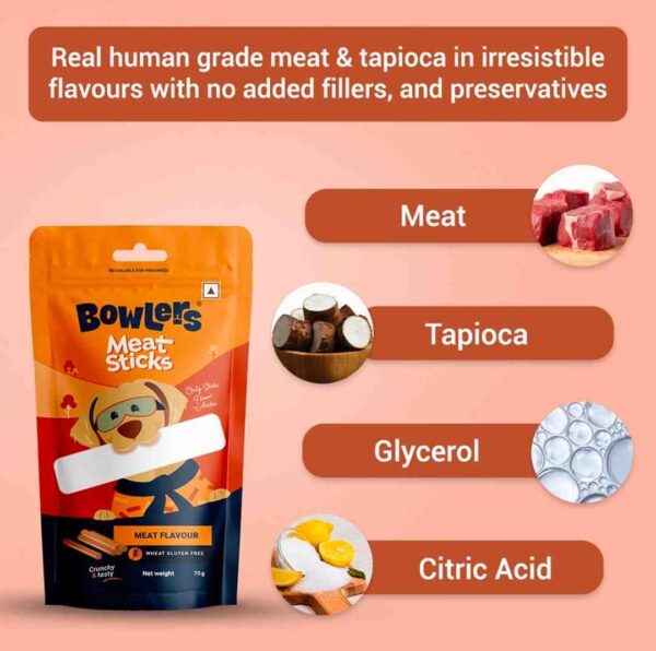 Bowlers Meat Sticks – Meat Flavour | 75g Treats
