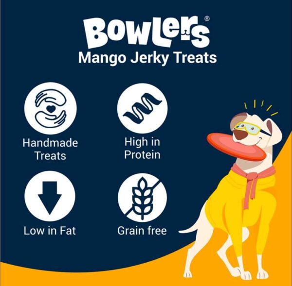 Bowlers mango jerky treats 120grms