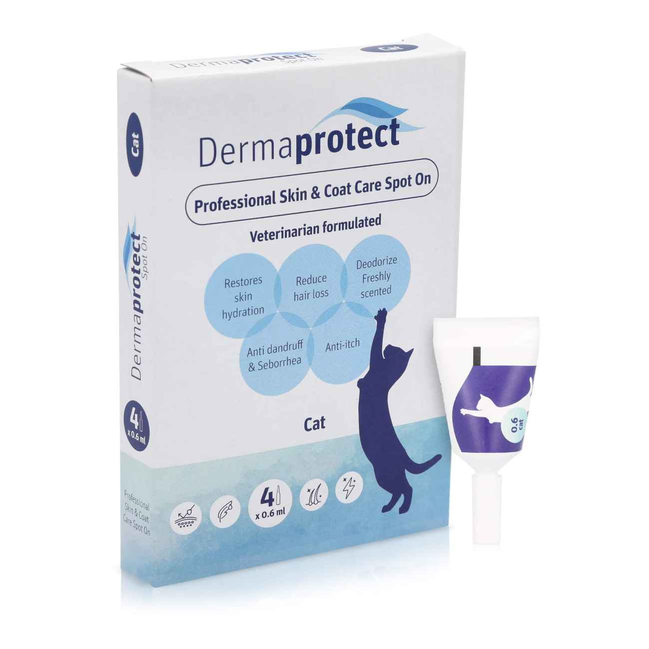 DermaProtect Professional Skin & Coat Care Spot On for Cats (4 x 0.6 ml)