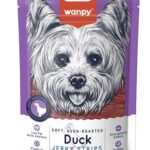 Wanpy duck jerky strips high protein grain free dog treats