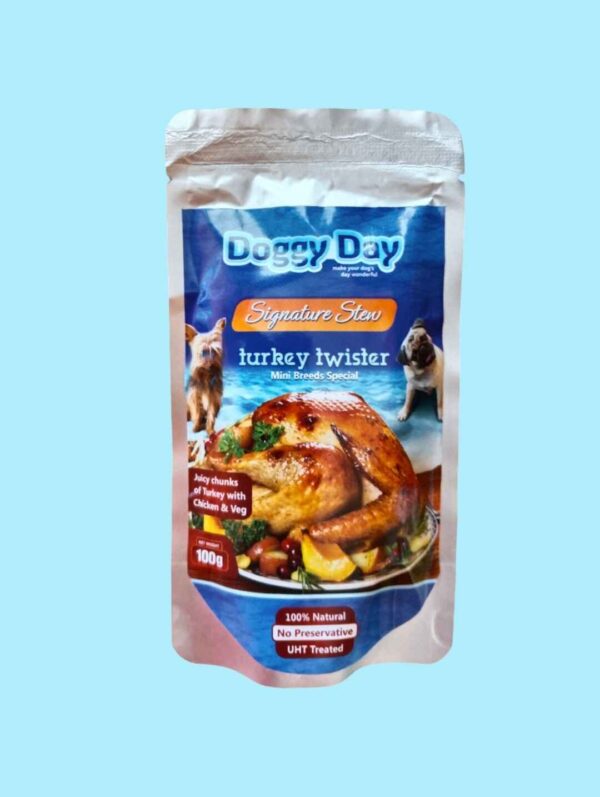 Doggy Day Signature Stew Turkey Twister – Mini Breeds Special (100g)