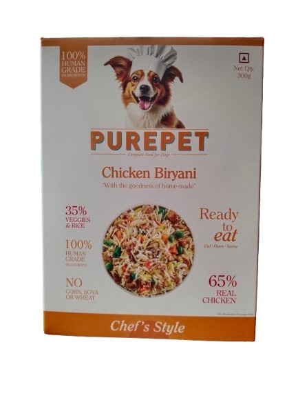 Purepet Chicken Biriyani 300 g Ready to Eat Dog Food | Tasty Meal for Dogs