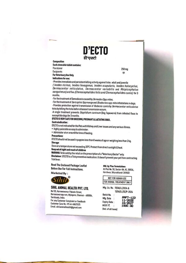 ’ECTO Fluralaner 250 mg Chewable Tablet for Dogs (5-9 kg)