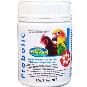 Vetafarm Probotic – Soluble Probiotic Supplement for Dogs, Cats, Birds & Poultry Chicks (90g)