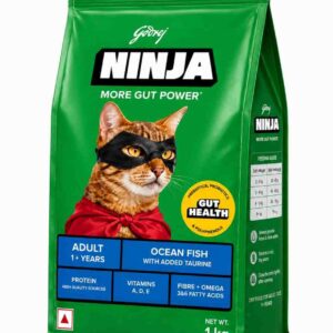 Godrej NINJA More Gut Power Adult Cat Food – Ocean Fish with Added Taurine (1kg)