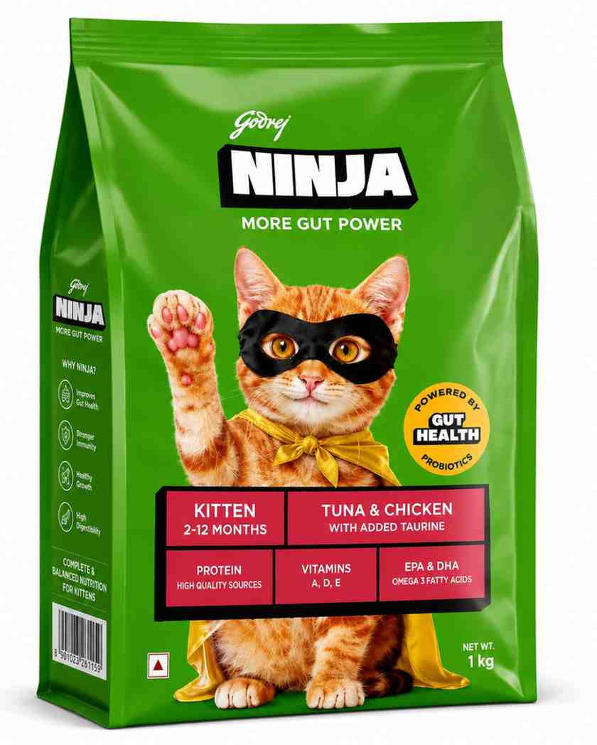 Godrej Ninja More Gut Power Kitten Cat Food – Tuna & Chicken with Added Taurine (1kg)