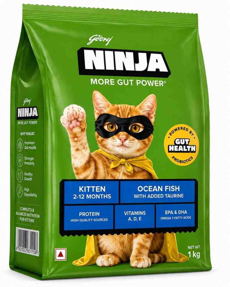 Godrej NINJA More Gut Power Kitten Dry Food – Ocean Fish with Added Taurine (1kg)