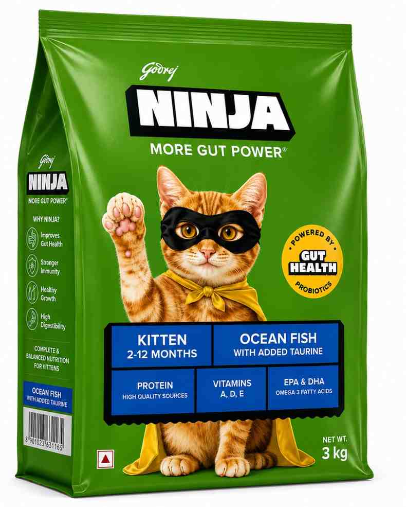 Godrej NINJA More Gut Power Kitten Dry Food – Ocean Fish with Added Taurine (3kg)