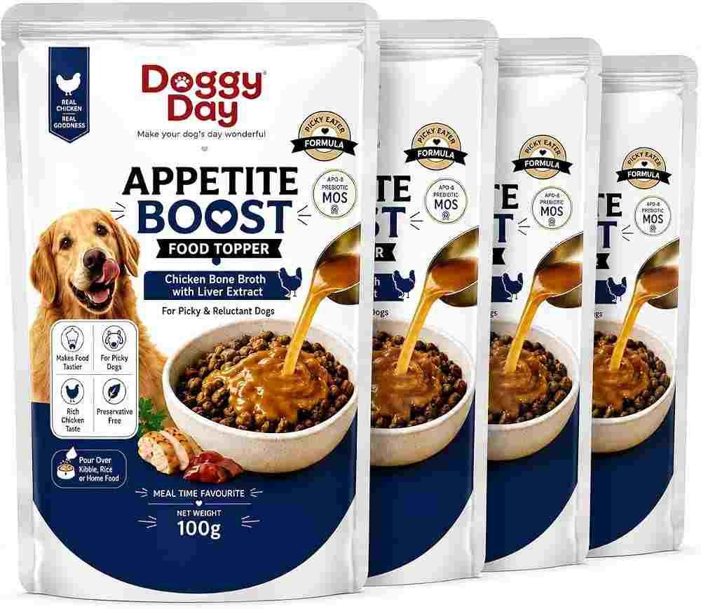 Doggy Day Appetite Boost Food Topper – Chicken Bone Broth with Liver Extract (Pack of 36 × 100g)