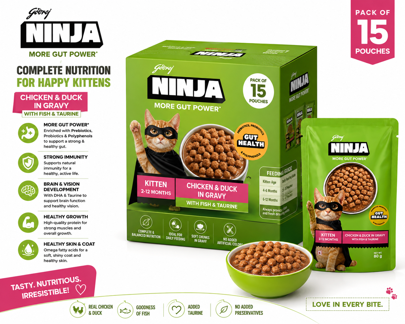 Ninja kitten chicken &duck in gravy 80g