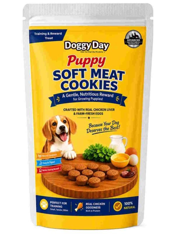 Doggy Day Puppy Soft Meat Cookies – Real Chicken Training Treats- Pack of 36