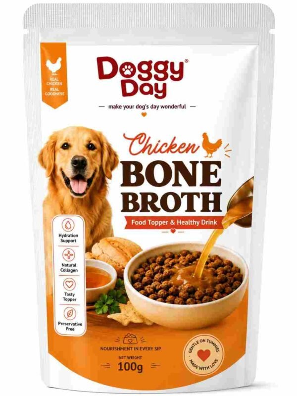 Doggy Day Bone Broth Chicken Flavour Food Topper 100 gms – Pack of 36