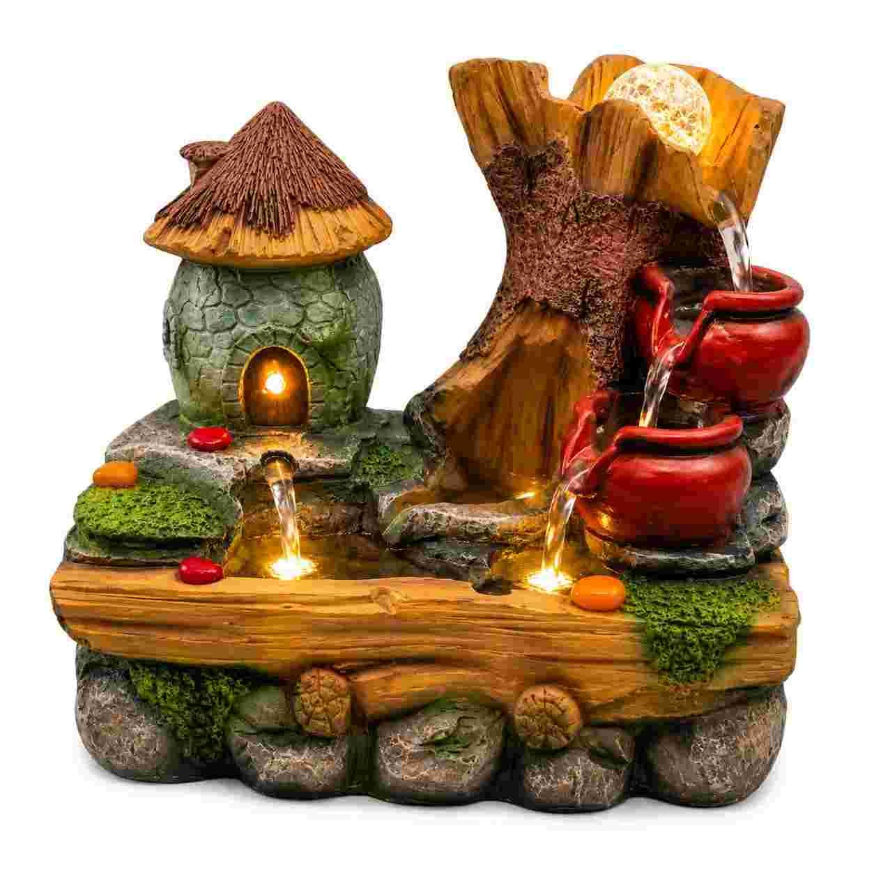 Decorative Tree & Mushroom Water Fountain with LED Light