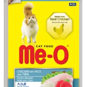 Me-O Adult Chicken with Rice & Tuna Gravy – 80g x 12 Pouches