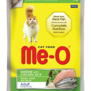 Me-O Adult Sardine with Chicken & Rice – 80g x 12 Pouches