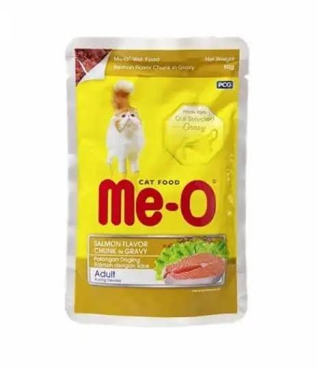 Me-O Adult Salmon Chunks in Gravy – 80g x 12 Pouches