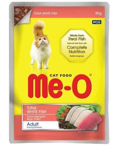 Me-O Adult Tuna with White Fish Gravy – 80g x 12 Pouches