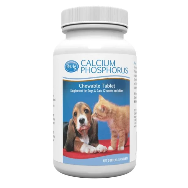PetAg Calcium Phosphorus Chewable Tablets for Dogs & Cats – 50 Tablets